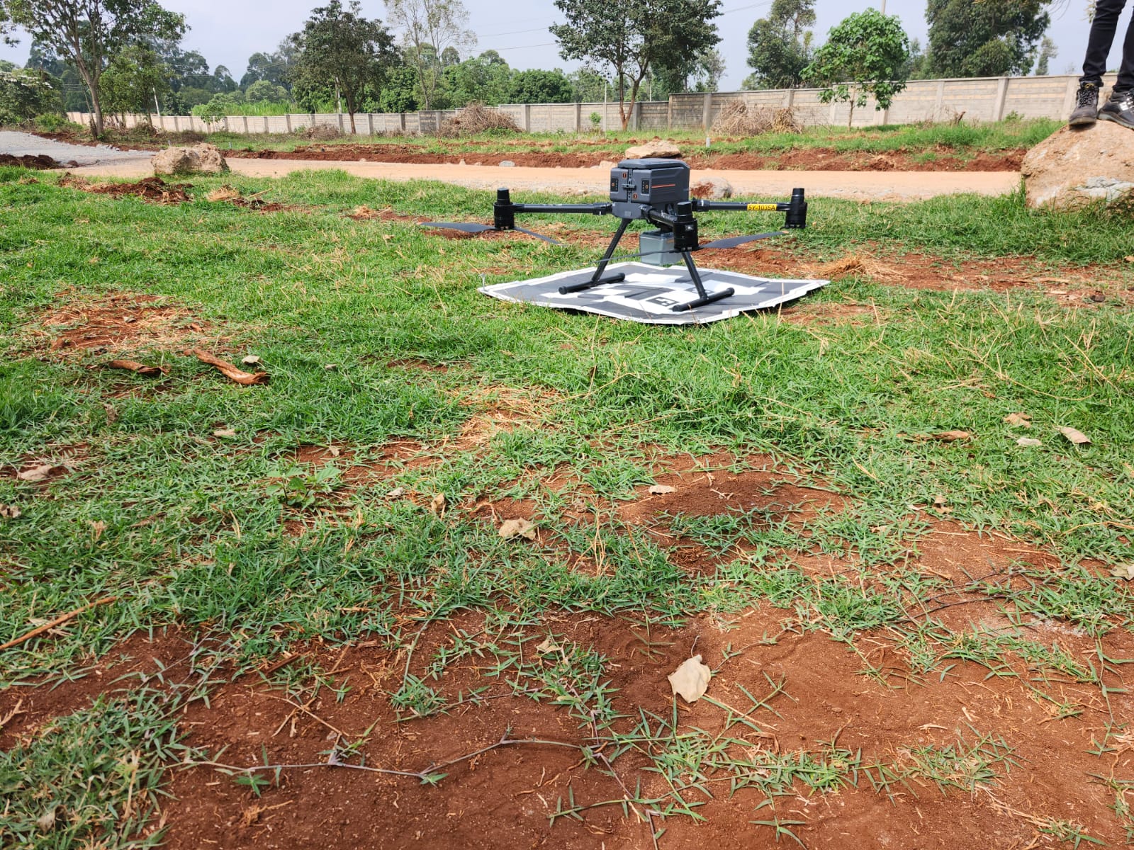 DJI survey drone on landing pad ready for topographic survey mission Kiambu Kenya